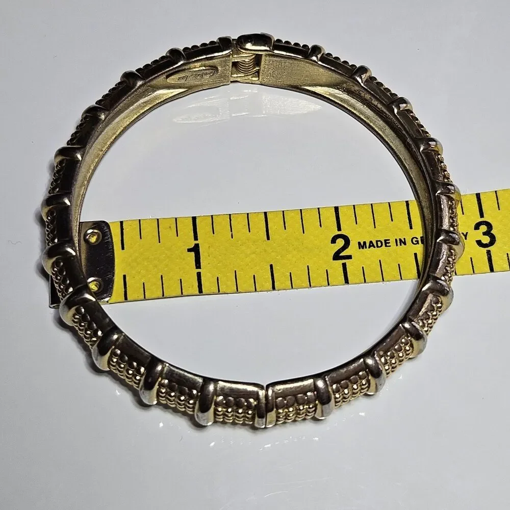 Cookie Lee Gold Tone Textured Hinge Bangle Bracelet Approx 7.5